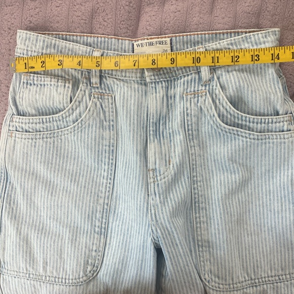 Free People we the free piper midrise cropped wide leg pants.Sz 26 jeans striped - Picture 5 of 14